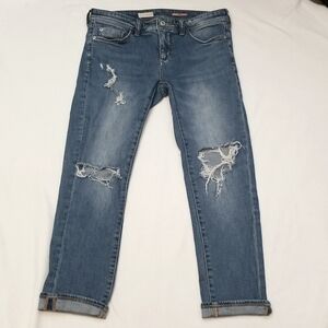 Anthropologie Pilcro Distressed Slim Boyfriend Crop Jeans